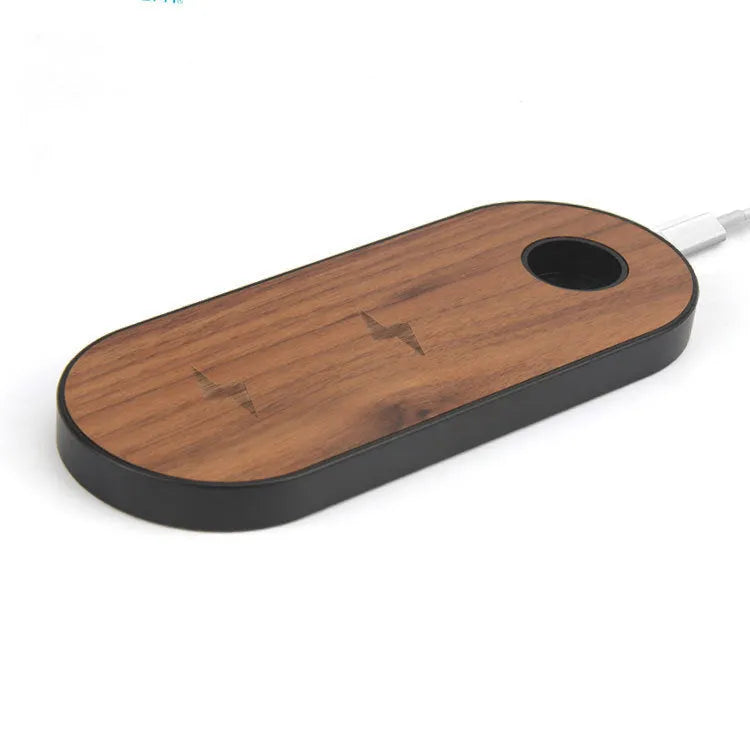 Wooden wireless charging station in bamboo and PC with beech or walnut finish options