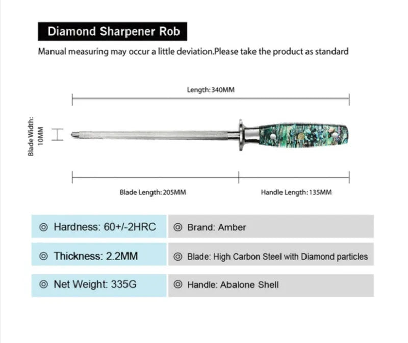 High carbon steel household knife sharpener with abalone shell handle