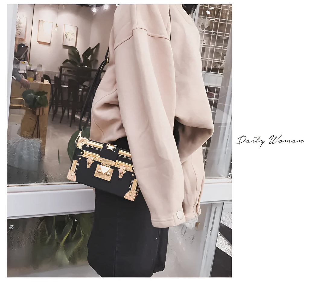 Hard PU leather women's shoulder bag with flap design and crossbody strap in black or green