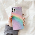 Rainbow gradient coloured TPU phone case with decorative stripes for iPhone models