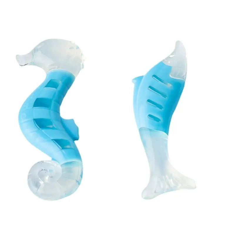 PU nylon dog chewing toys in seahorse and tuna shapes for puppy dental health