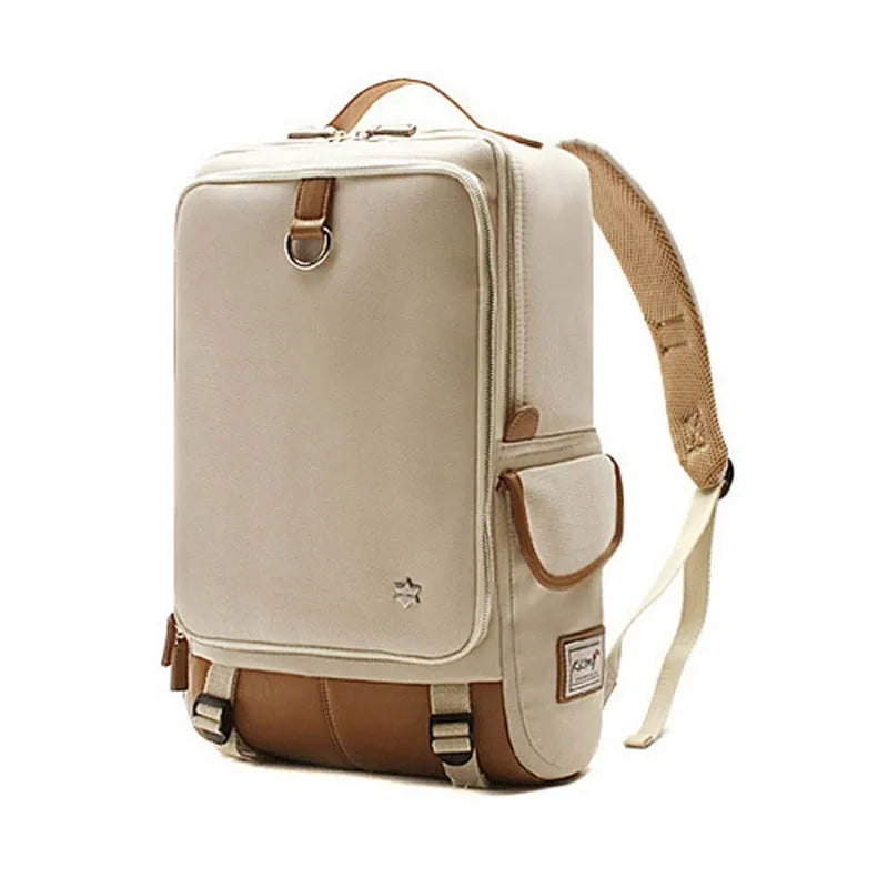 Korean-style men's Oxford cloth backpack in army green colour showing 30x16x46cm dimensions