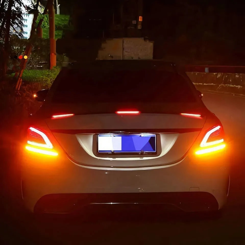 Automobile streamer tail LED turn signal light in red and colourful streamer styles.