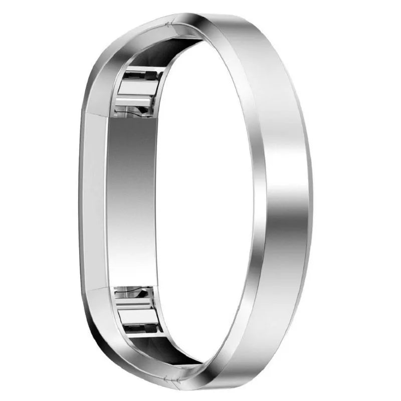 Stainless steel replacement bracelet for Fitbit Alta smartwatch in silver colour with deployment buckle