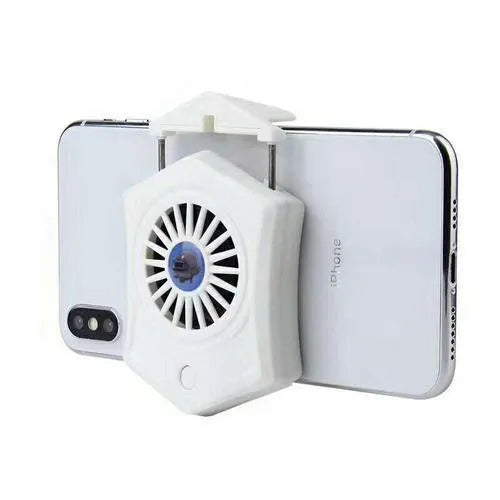 Black and white mobile phone radiator with USB interface and cooling fan for gaming smartphones