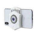 Black and white mobile phone radiator with USB interface and cooling fan for gaming smartphones