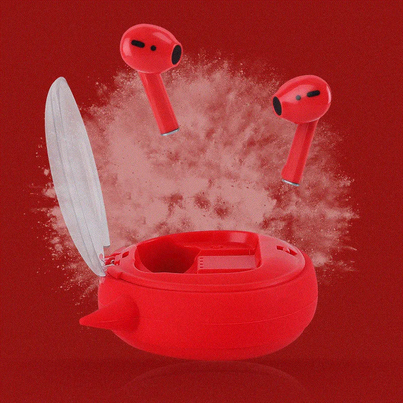 Macaron red TWS 5.0 wireless Bluetooth in-ear headset with charging case