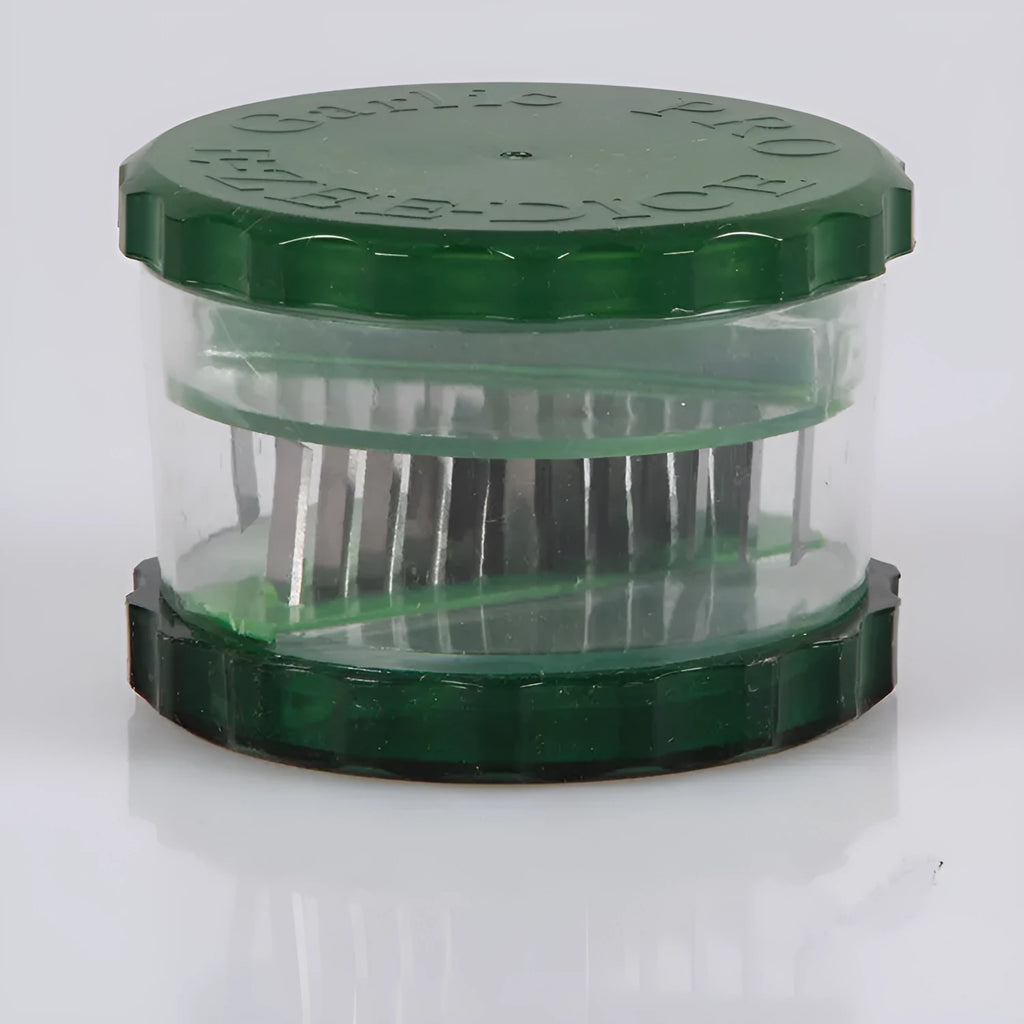 Green transparent PP garlic peeler kitchen gadget measuring 8.5cm wide