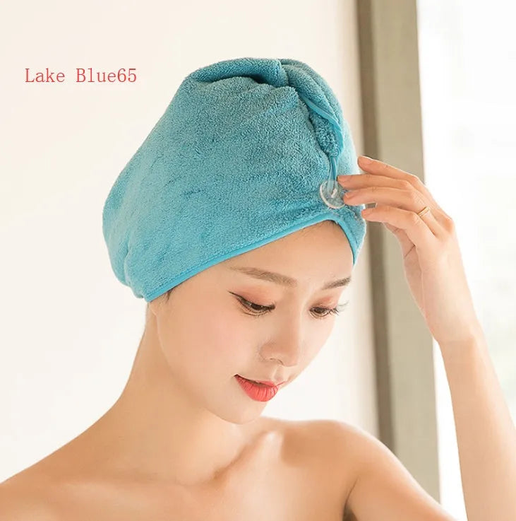Women's microfiber hair drying cap absorbent towel bonnet 60cm by 25cm