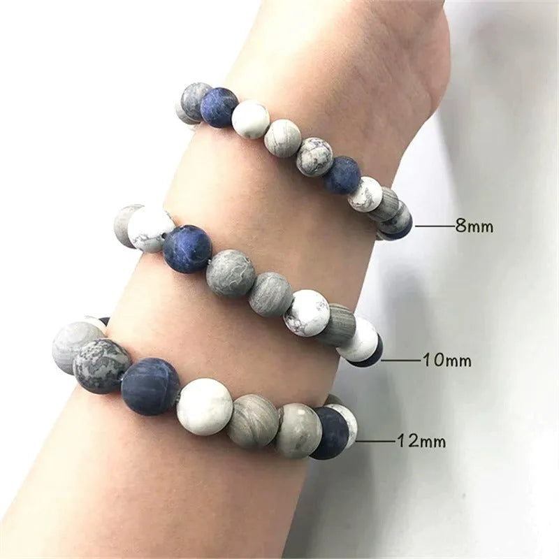 Handmade planet stone starry bracelet in U-shape with natural beads
