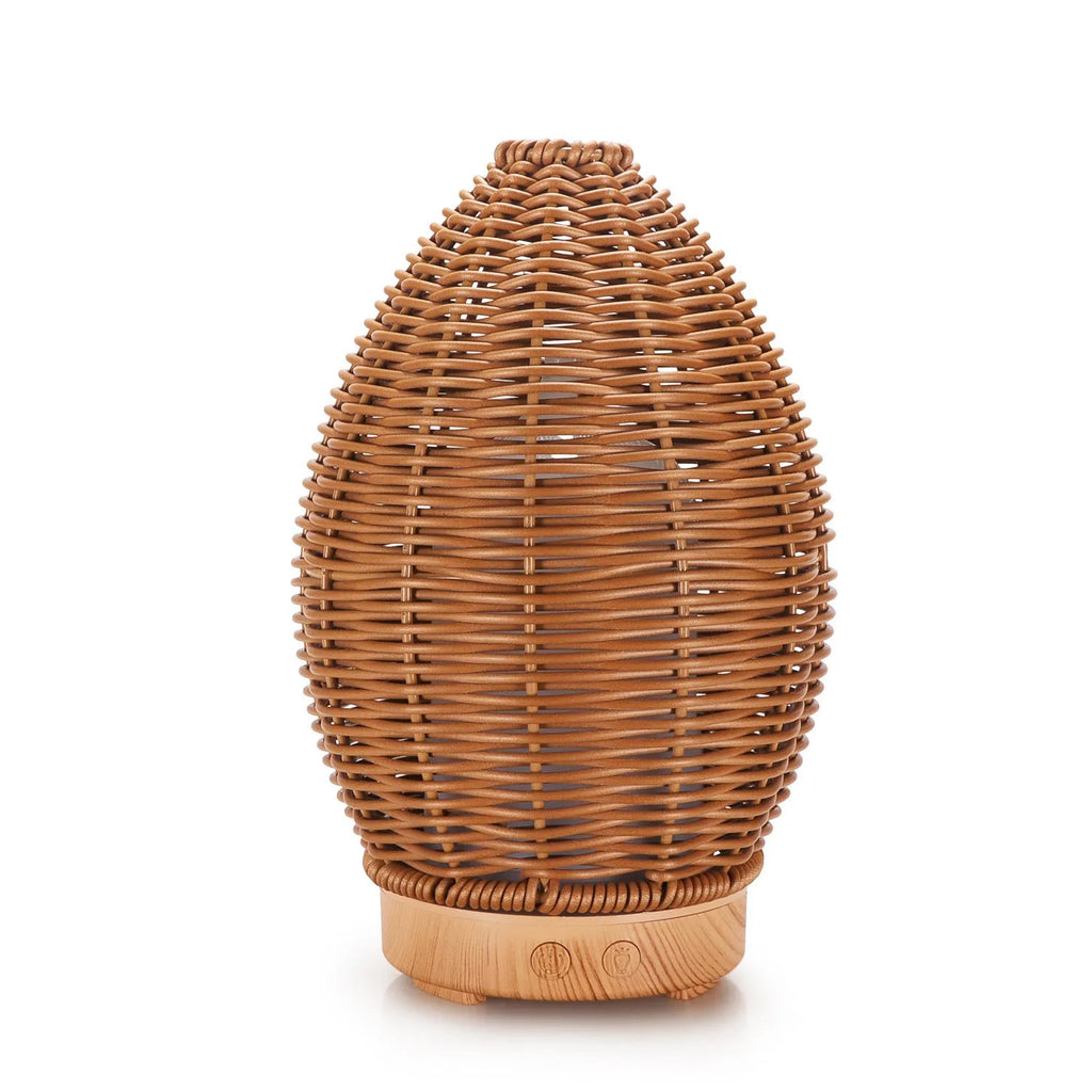 Light wood grain rattan aroma diffuser with 100ml capacity and multiple international plug options