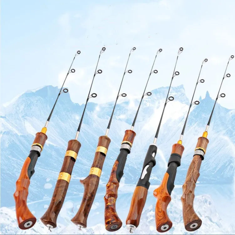 FRP ice fishing rod compact portable straight handle colour option for ice fishing boat