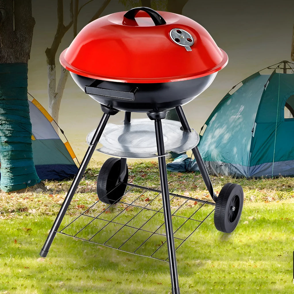 Portable iron barbecue oven with 14-inch apple stove cooking surface