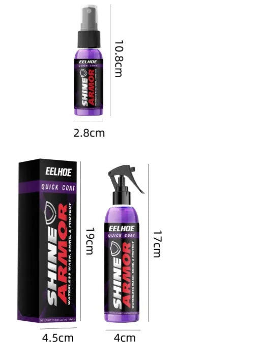 Purple automobile nano coating spray bottle for hand-application car wax.