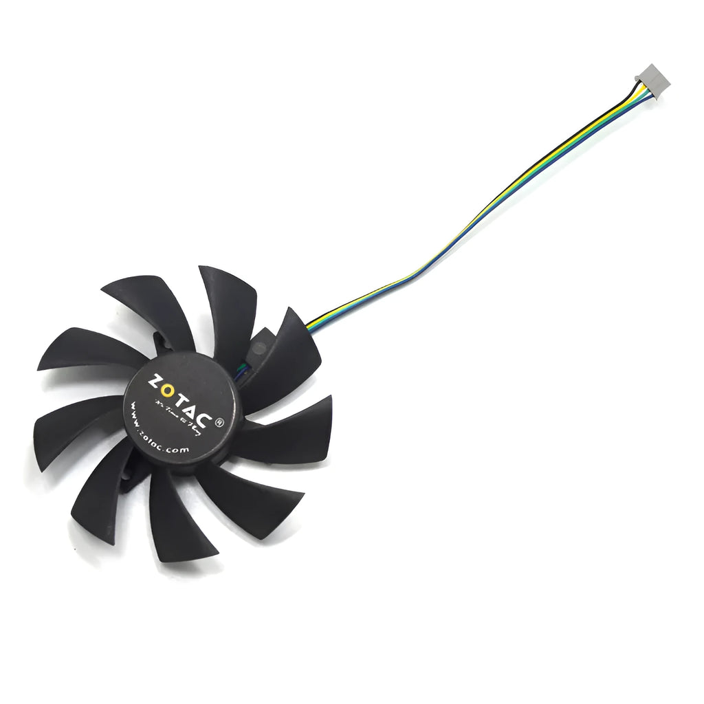 Black 85mm computer cooling fan with 4-pin connector for graphics card airflow