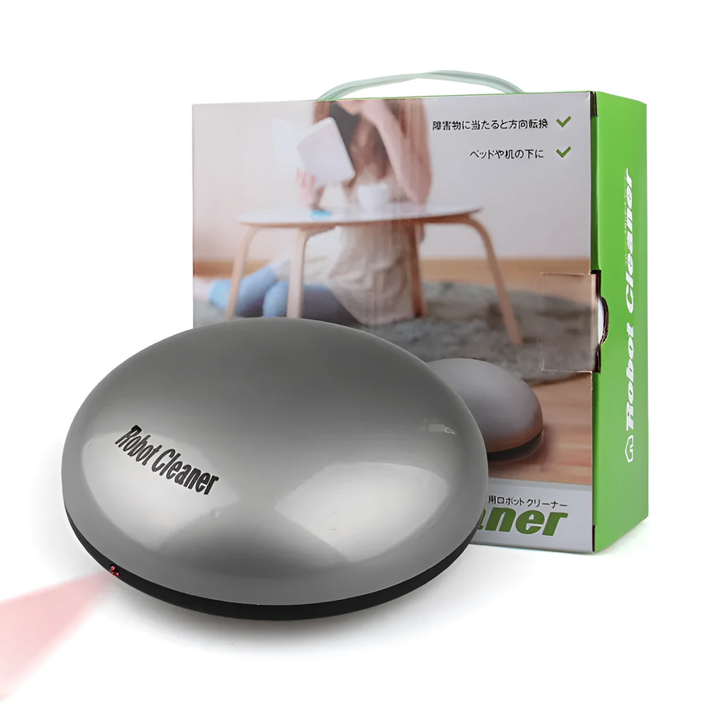 Silver compact automatic floor sweeper robot for spaces up to 70 square metres
