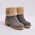 Women's suede mid-calf snow boots in multiple colours on a beef tendon sole