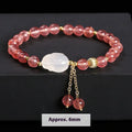 Strawberry quartz agate white rabbit bracelet with 6mm geometric beads for women's jewellery