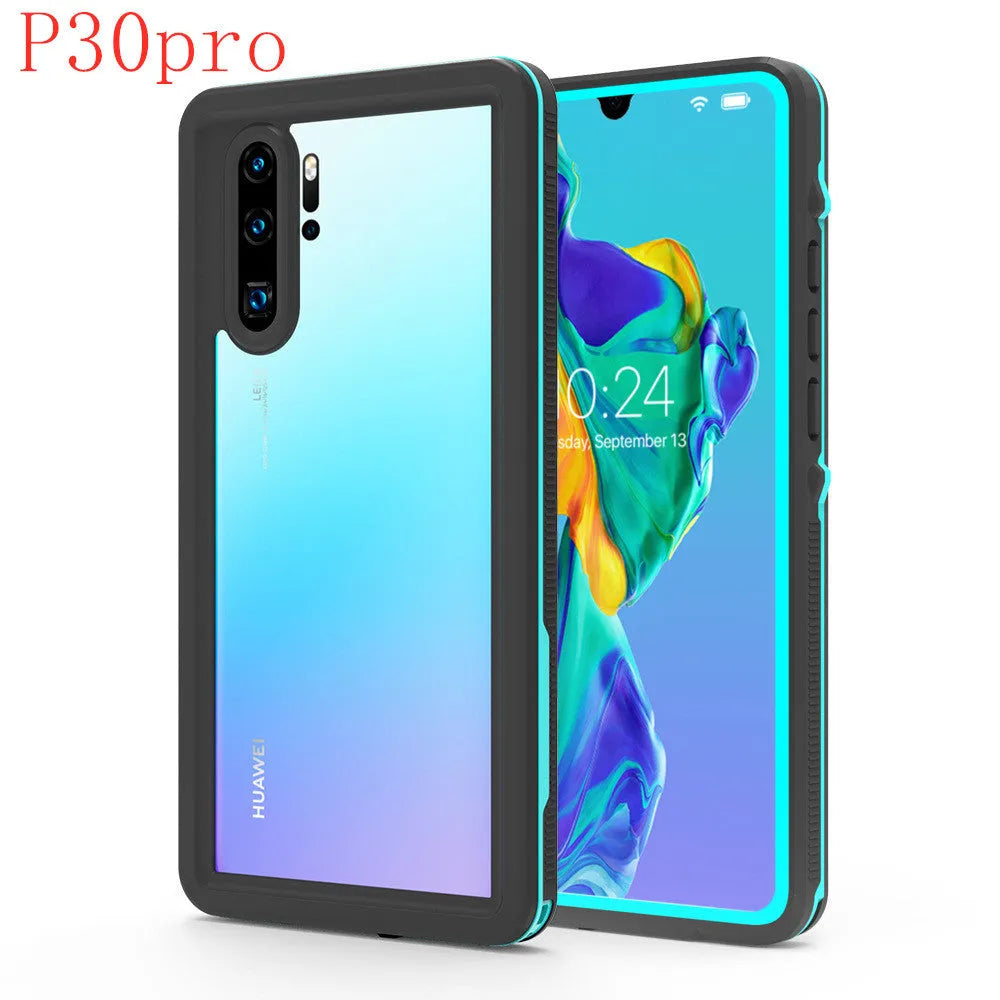 Huawei P30 series anti-drop phone case with wave point pattern in black or blue