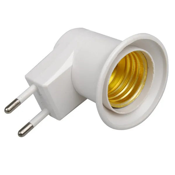 White E27 wall plug-in screw lamp holder with a built-in on/off switch.