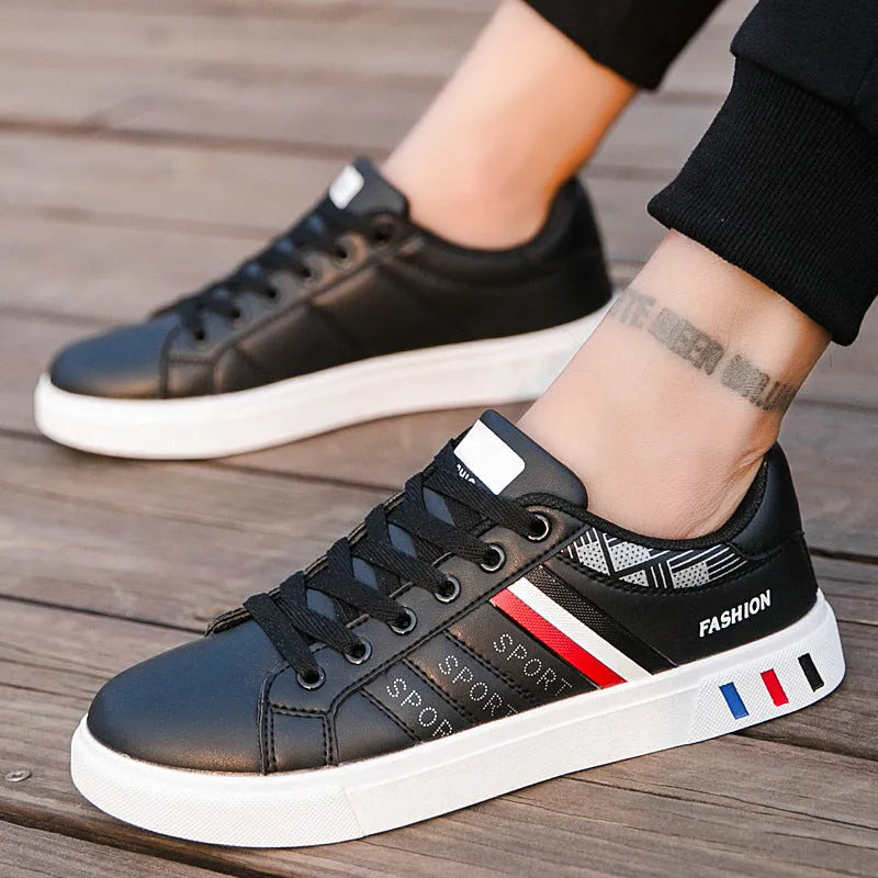 Men's sports shoes in black, grey and white colours showing EU size 39-44 options
