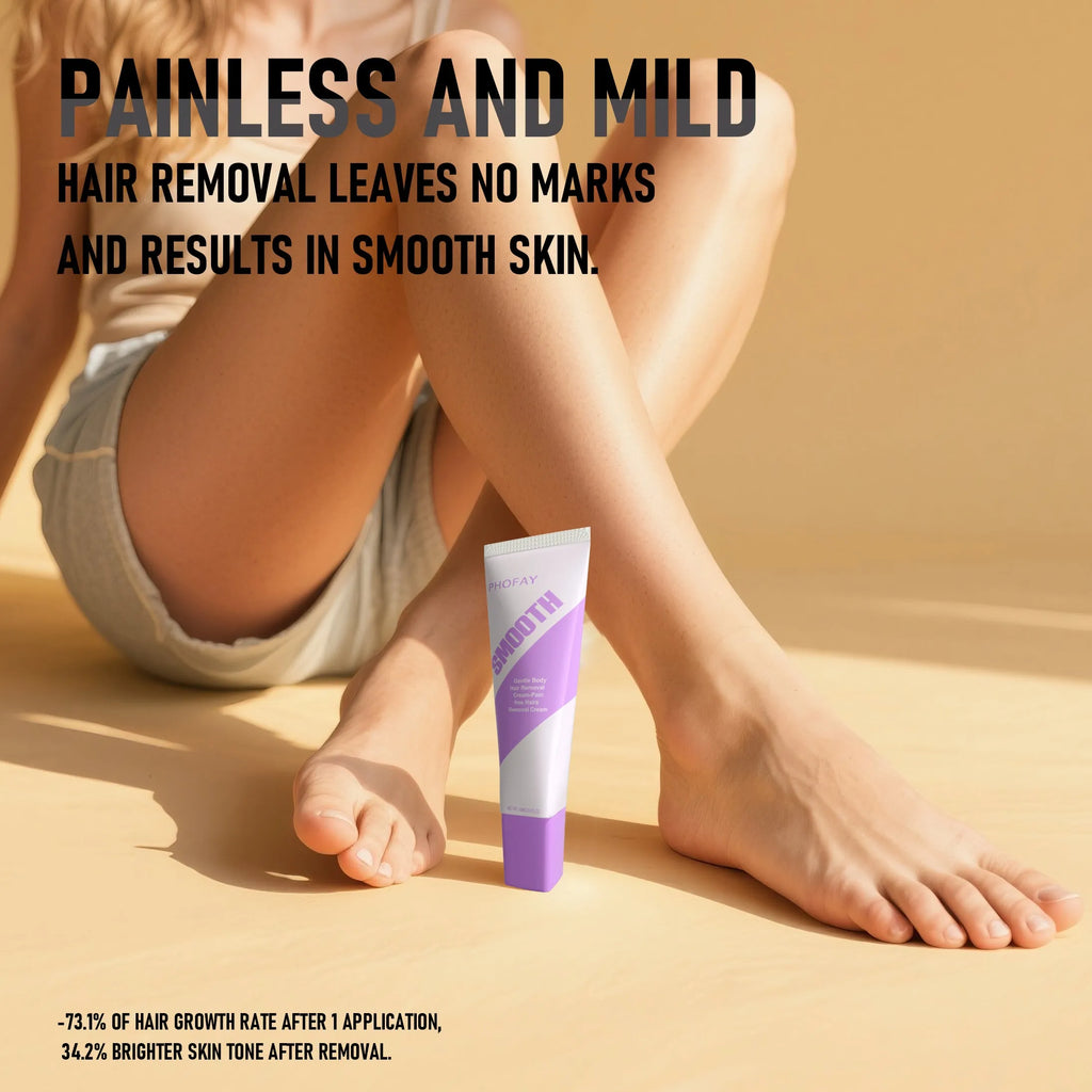 PHOFAY pain-free hair removal cream tube and spatula scraper tool for gentle hair removal