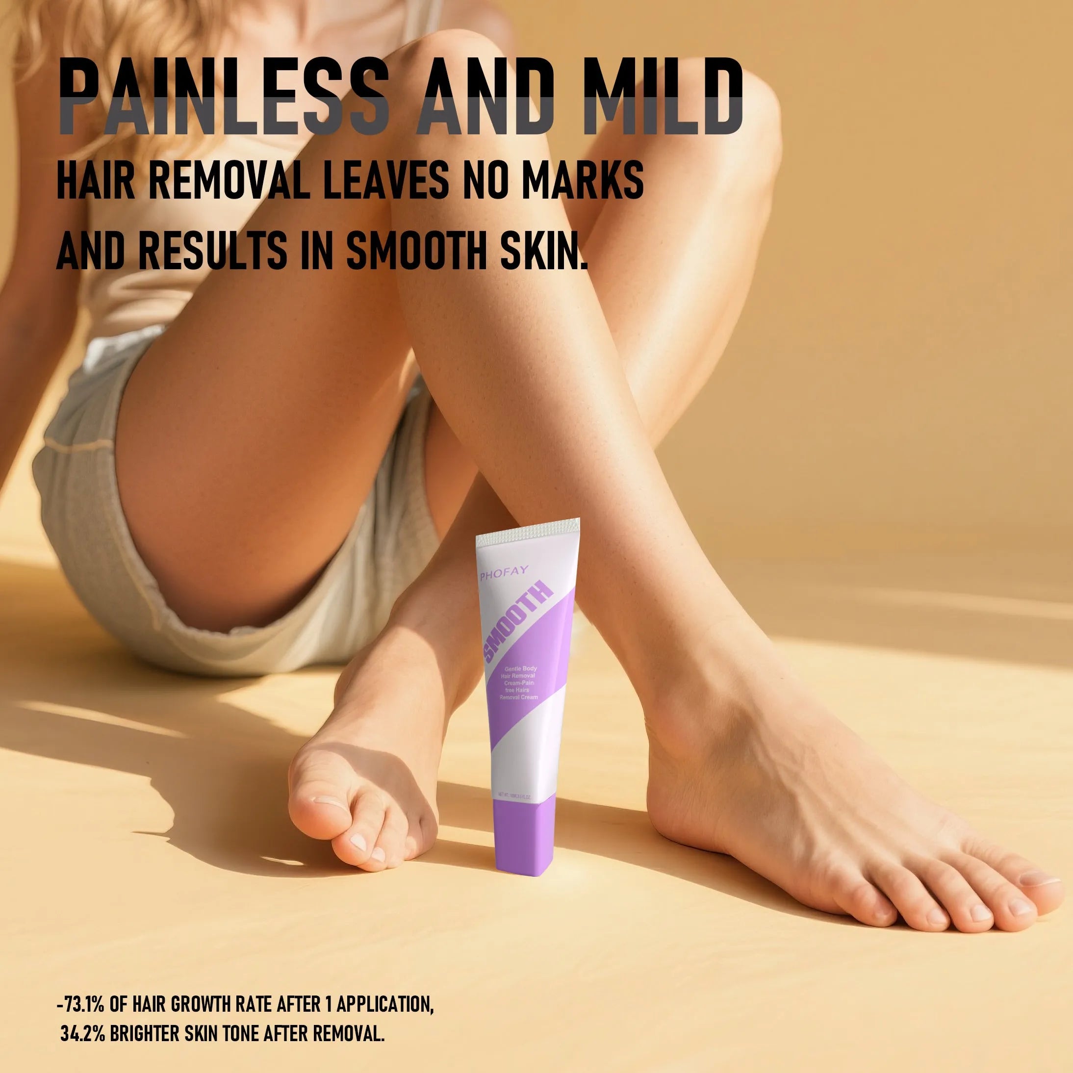PHOFAY pain-free hair removal cream tube and spatula scraper tool for gentle hair removal