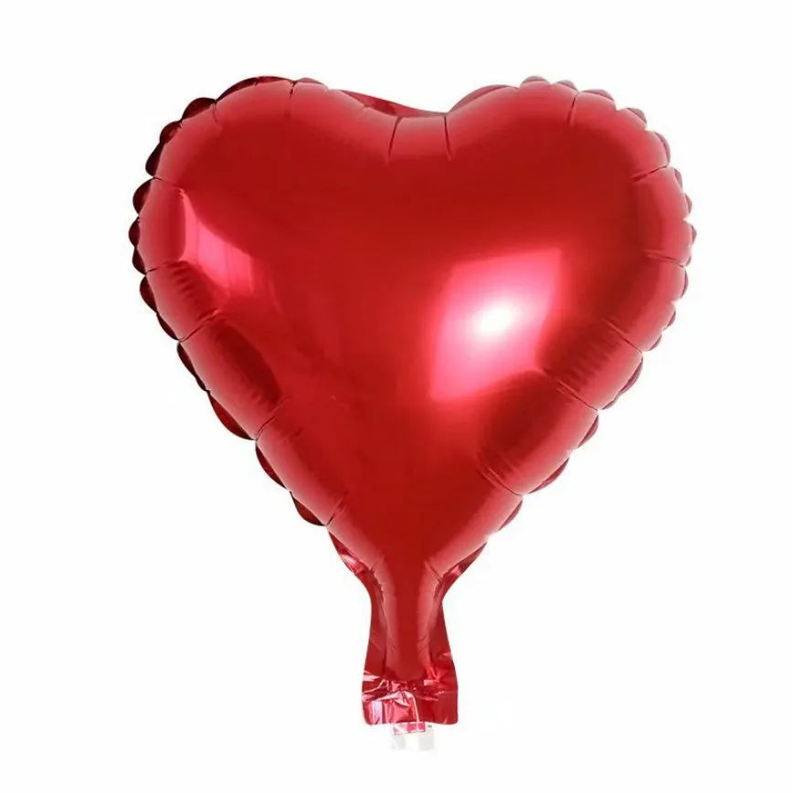 Five peach heart shaped aluminum foil balloons in metallic colours for party decoration