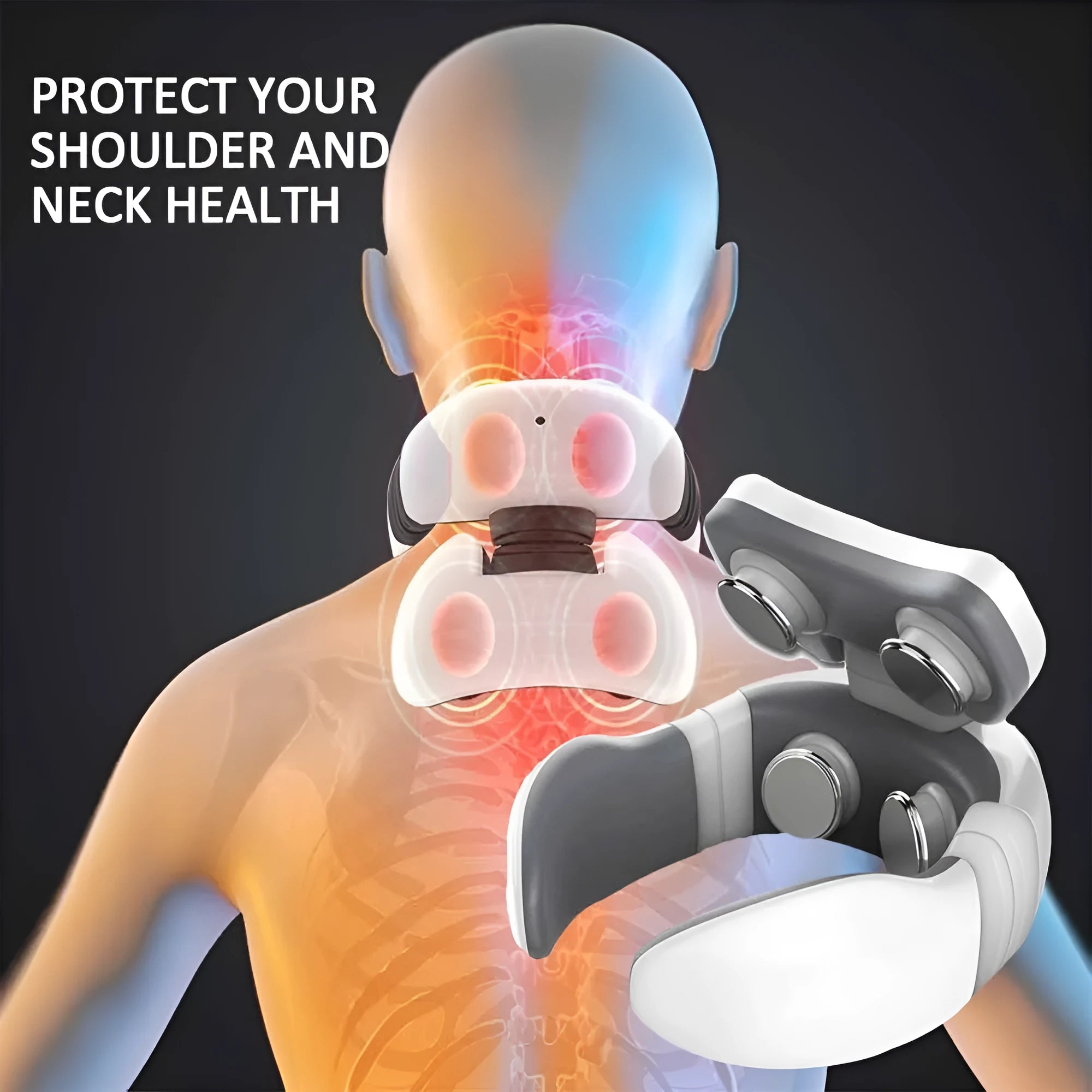 Smart electric pulse back and neck massager with 4 heads, remote control, and hot compress