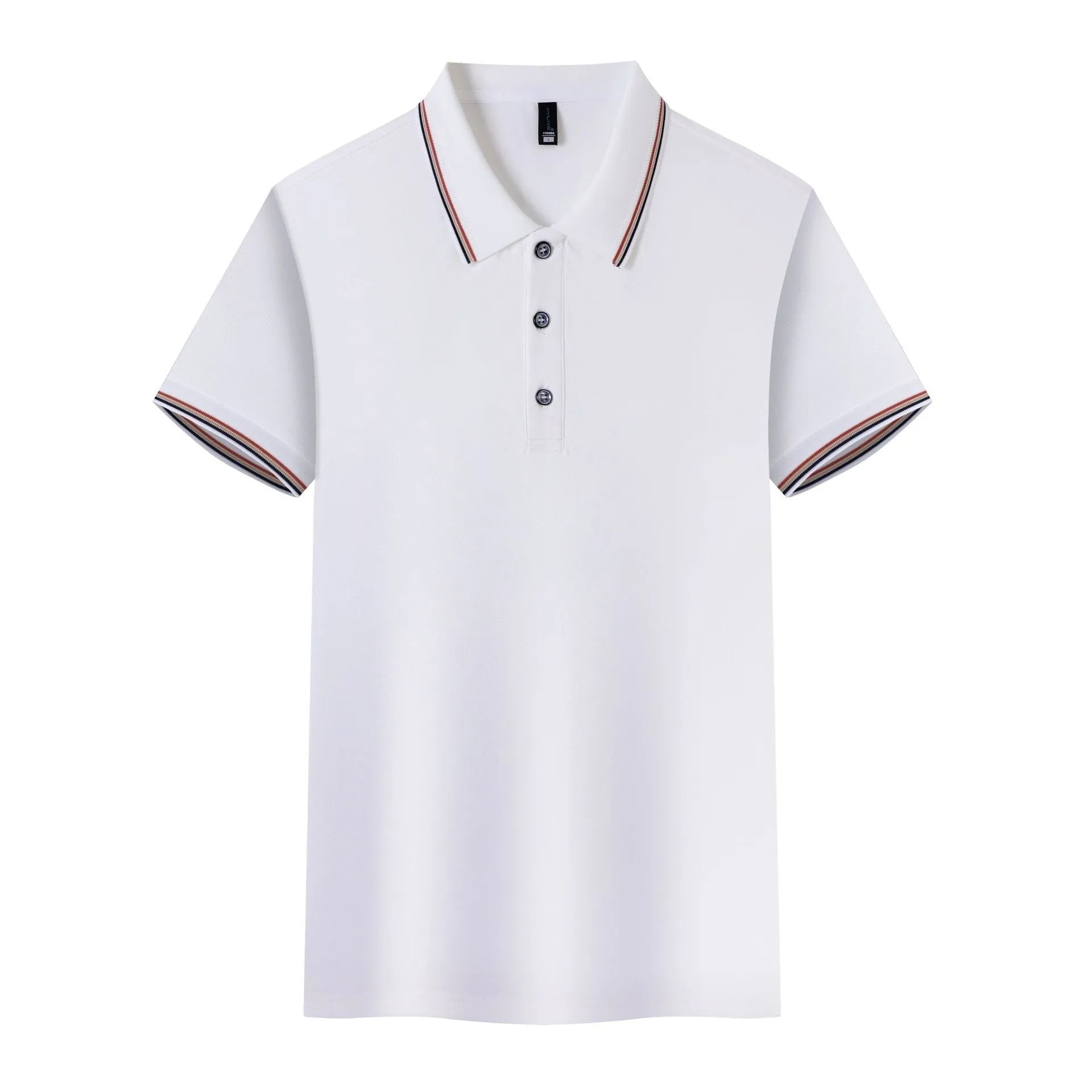 Solid colour ice silk polo shirt on a hanger, showing the collar and placket detail.
