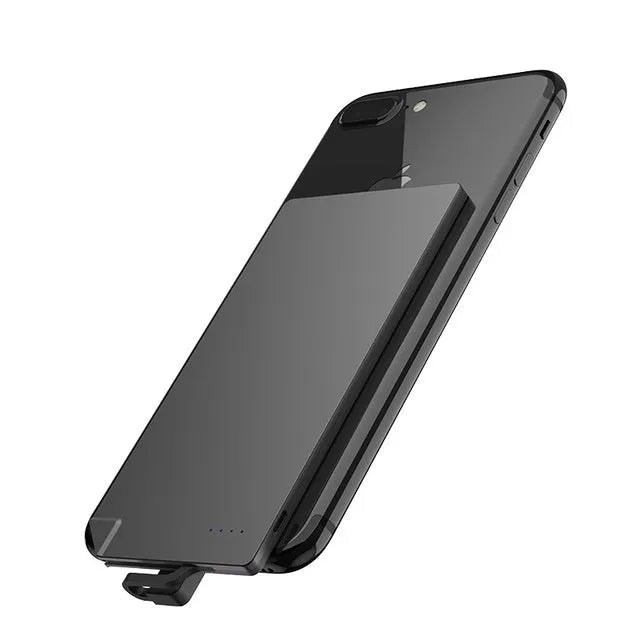 Silver aluminium graphene power bank showing slim 4mm profile with charging ports