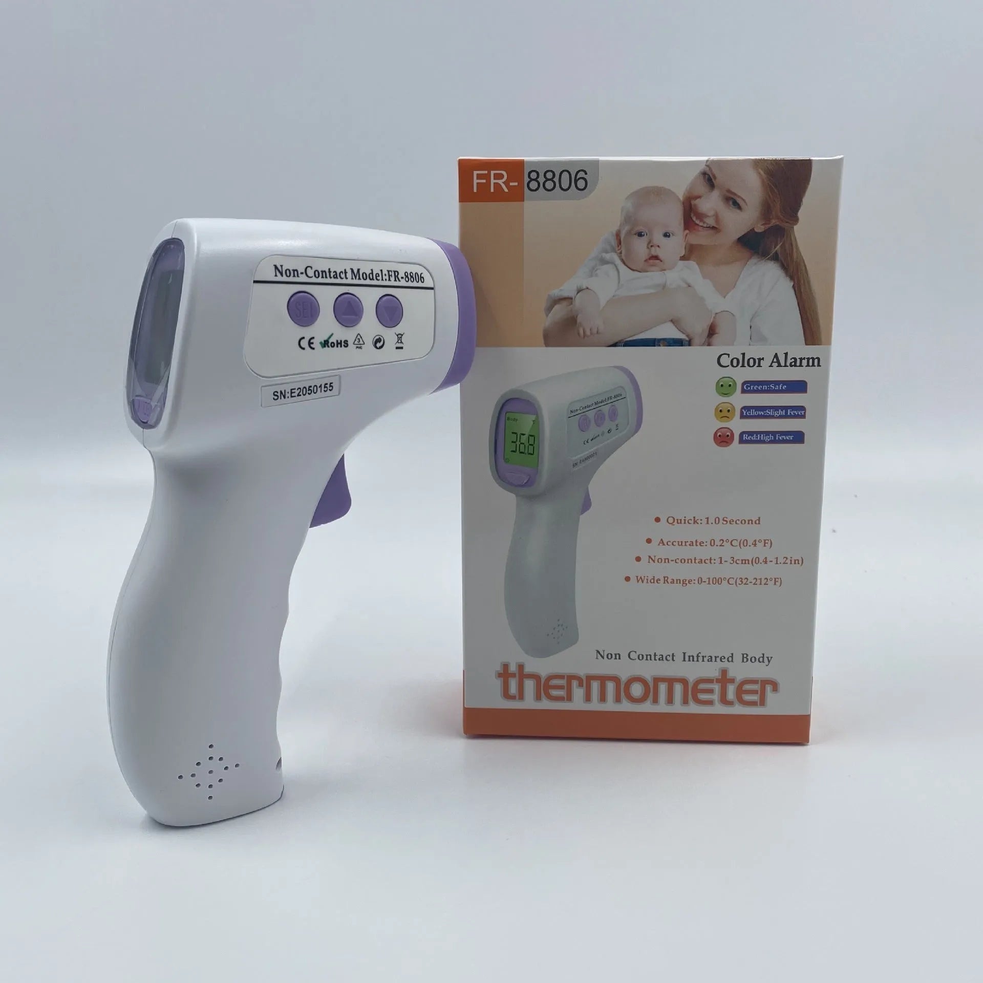 White digital thermometer for non-contact temperature measurement with electronic display