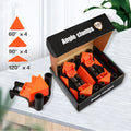 Four plastic 90-degree right angle clips for picture frame assembly and woodworking