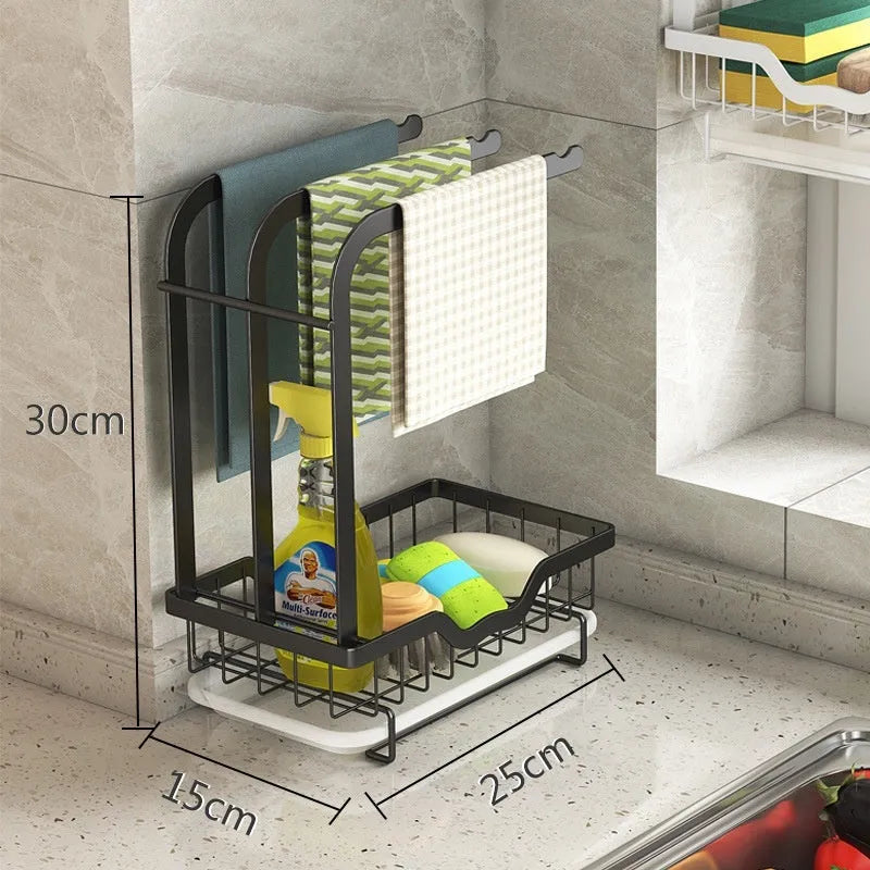 Foldable plastic kitchen storage rack for drying cloths, shown in new Chinese style