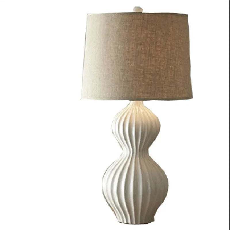 American country style ceramic table lamp with white fabric shade, 62cm tall
