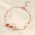 S925 sterling silver bracelet with white chalcedony flower and koi fish design in New Chinese style.