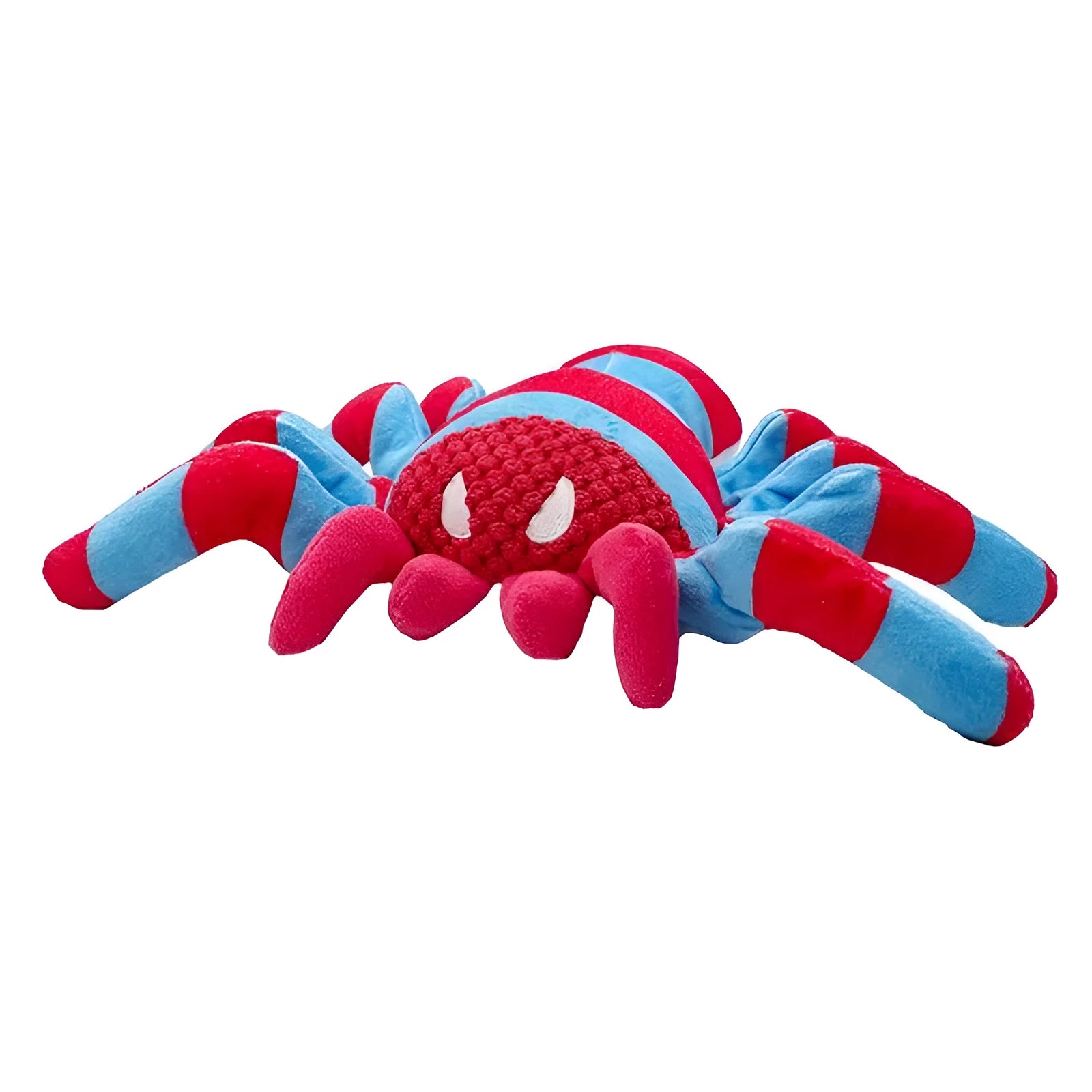 Red plush teddy dog toy with bite-resistant construction and tooth-cleaning ridges