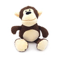 Four animal-shaped dog plush toys with squeakers: donkey, elephant, orangutan and rabbit designs