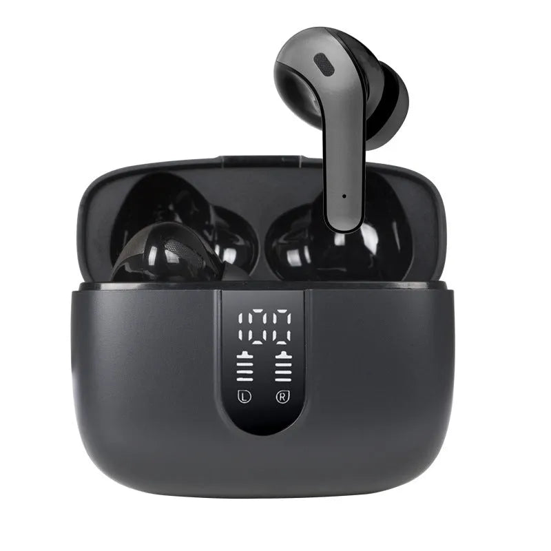 Jerry X08 wireless Bluetooth headphones with digital display and charging case