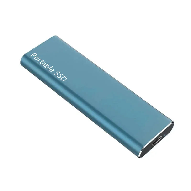 Ultra-thin metal external SSD hard drive in red blue black and silver interface colours