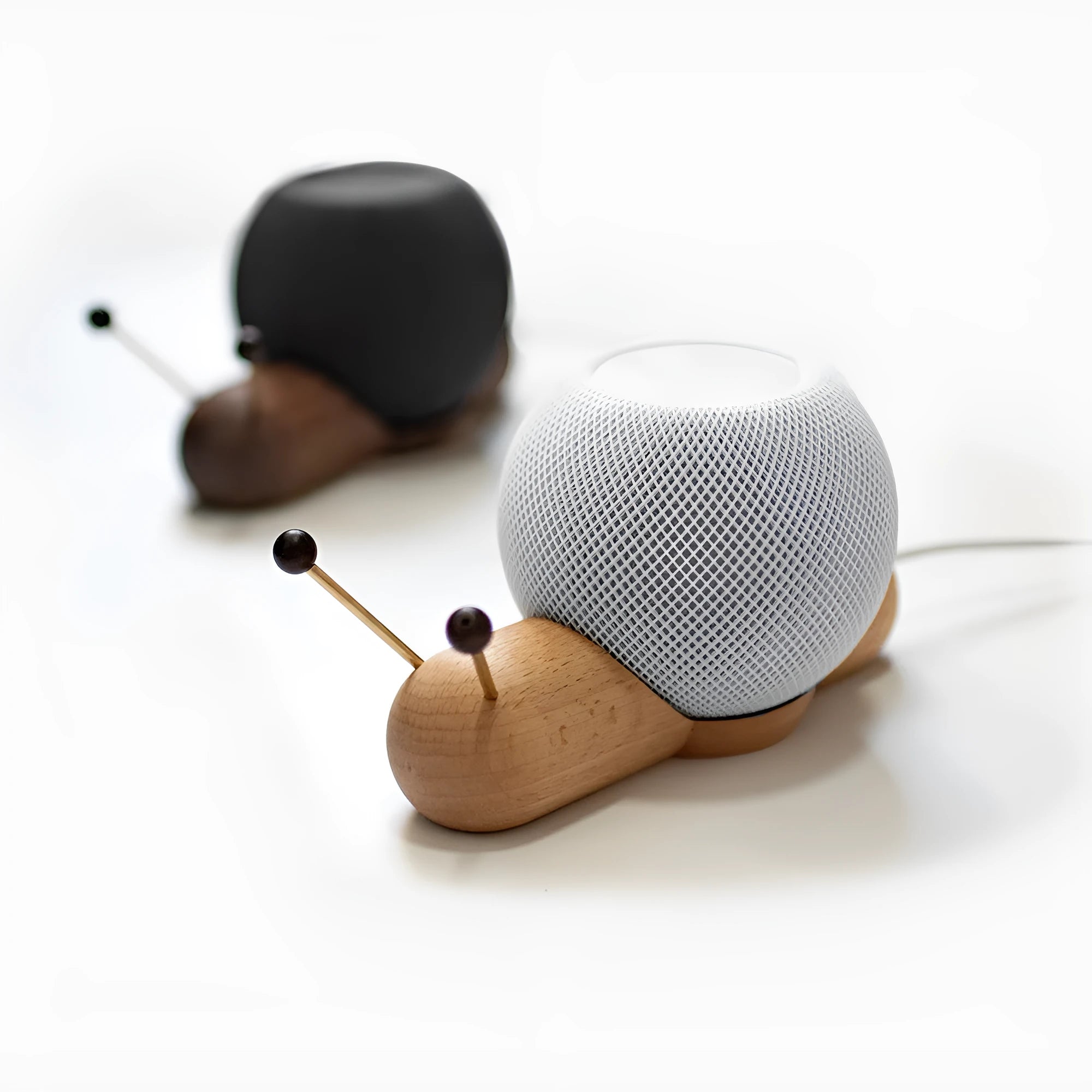 Khaki brown desktop bracket for smart speakers with non-slip base