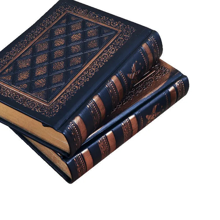 Embossed faux leather A5 notepad with super thick pages in bronze or black gold colour