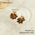 Ins Retro natural stone beaded earrings 18K gold electroplated stainless steel heart geometric shape women