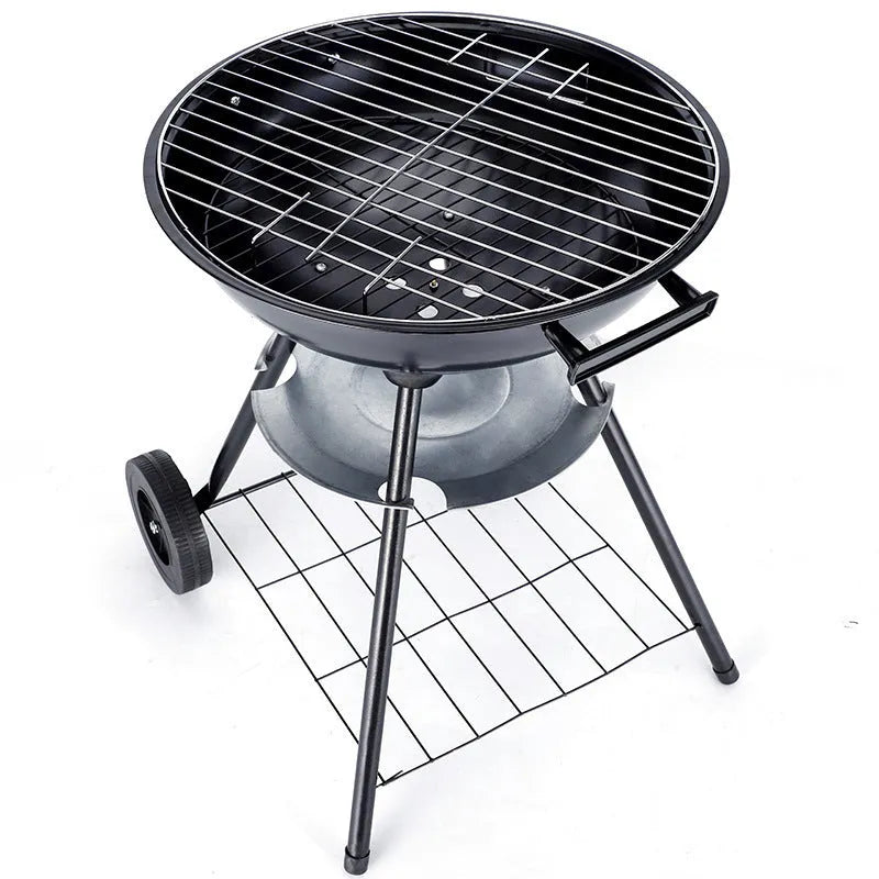 Portable iron barbecue oven with 14-inch apple stove cooking surface