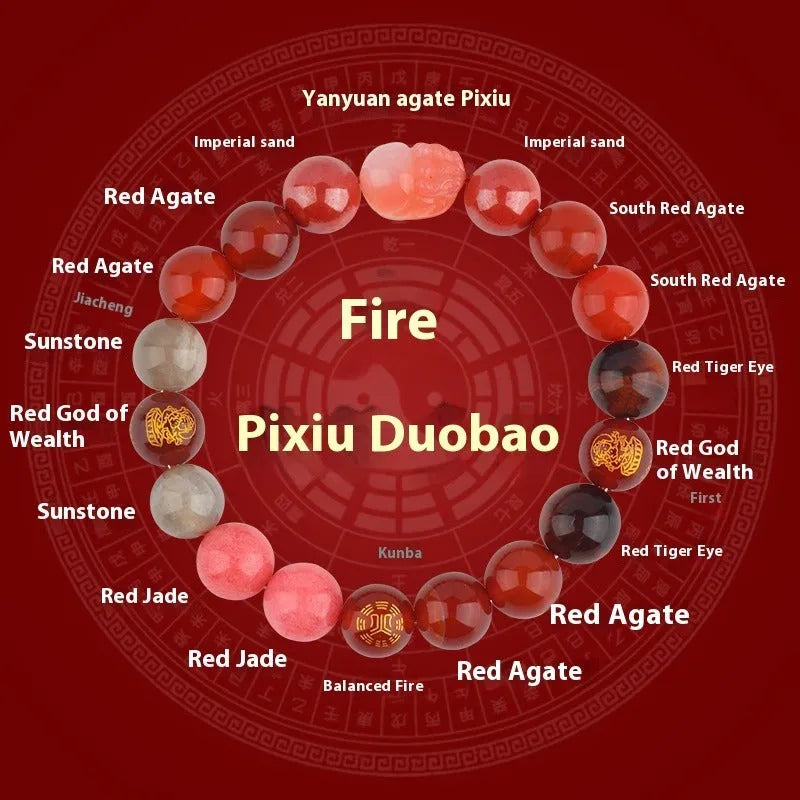 Five Elements crystal bracelet with geometric beads in Gold, Wood, Water, Fire, or Soil colours