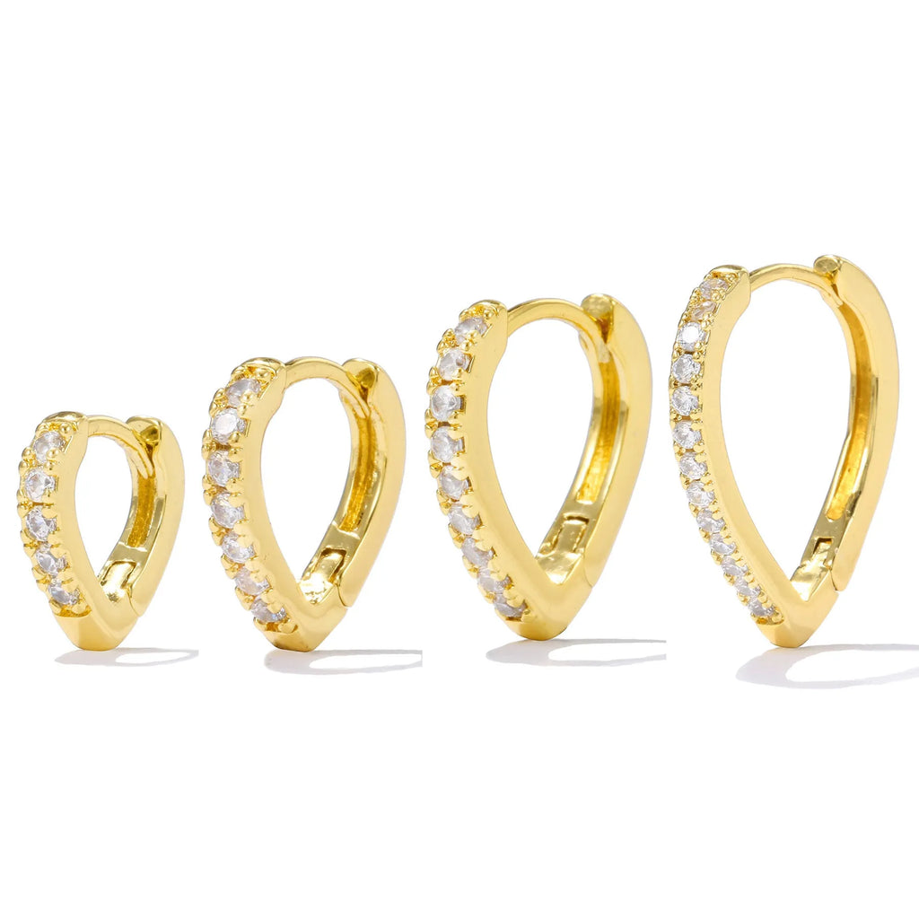 Electroplated copper ear clip with heart geometry design in gold and white gold colour options