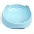 Blue ceramic dog slow feeder bowl with puzzle maze design for portion control