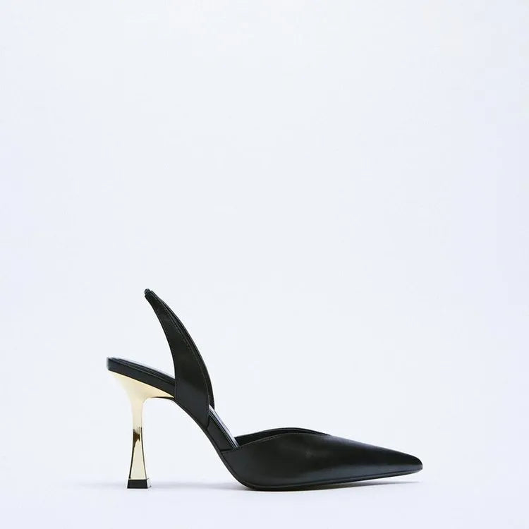 Women's nude apricot patent leather pointed toe high heels with shallow mouth, Korean style.