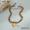Women's stainless steel necklace with leopard love pendant on adjustable 41-50cm chain