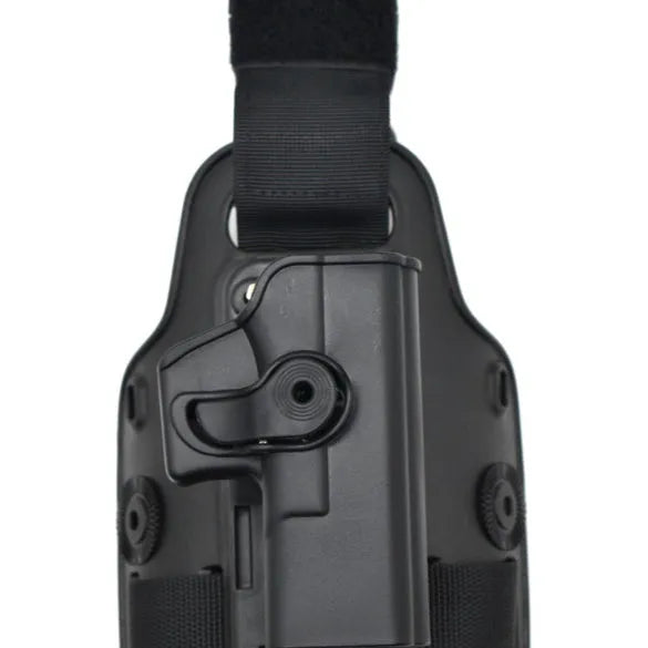 Tactical leg holster bag with quick-release waist plate in khaki colour for outdoor sports equipment